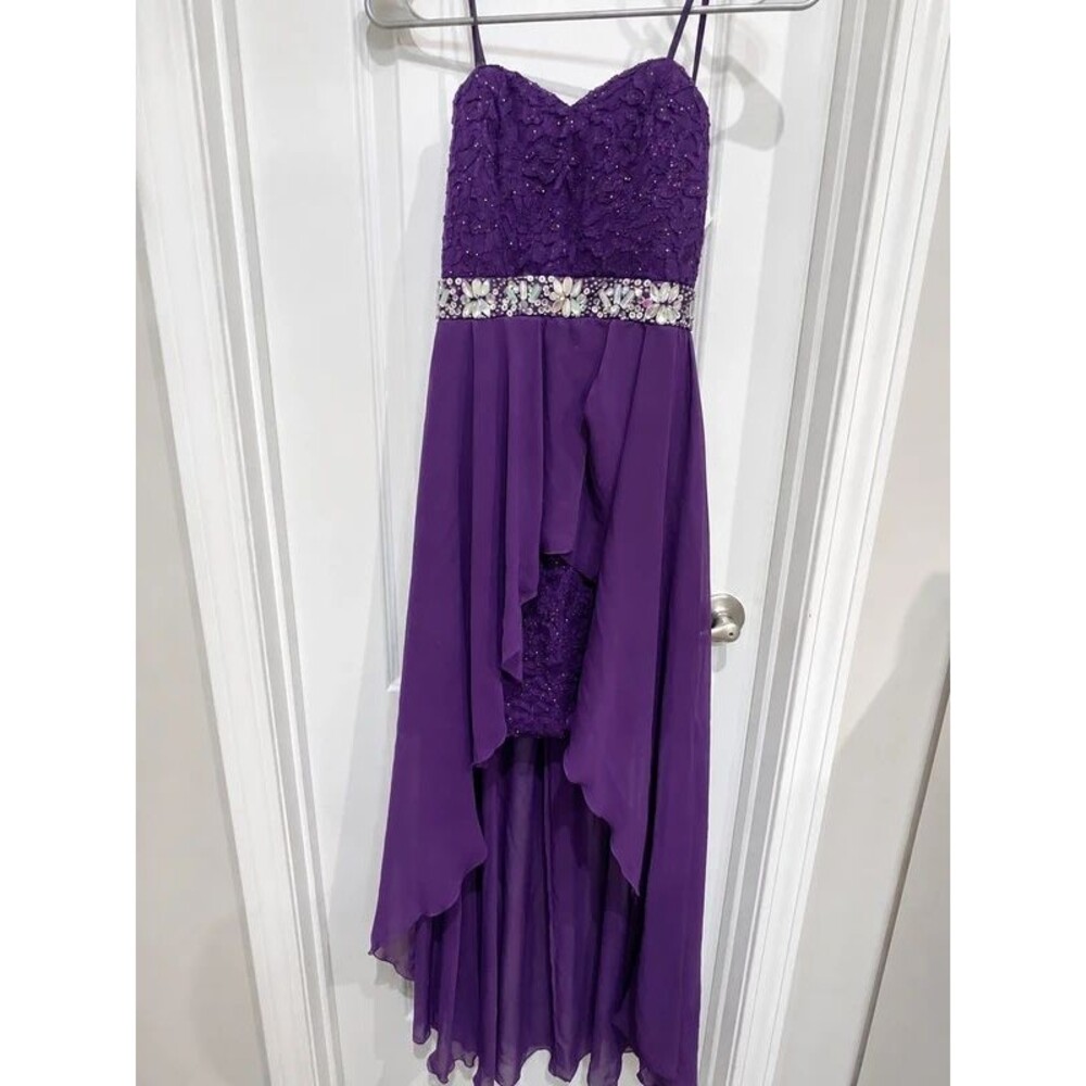 Speechless Juniors Size 3 Purple High-Low Formal Dress Rhinestone Embellished